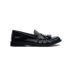 Black Glossy Leather Moccasin