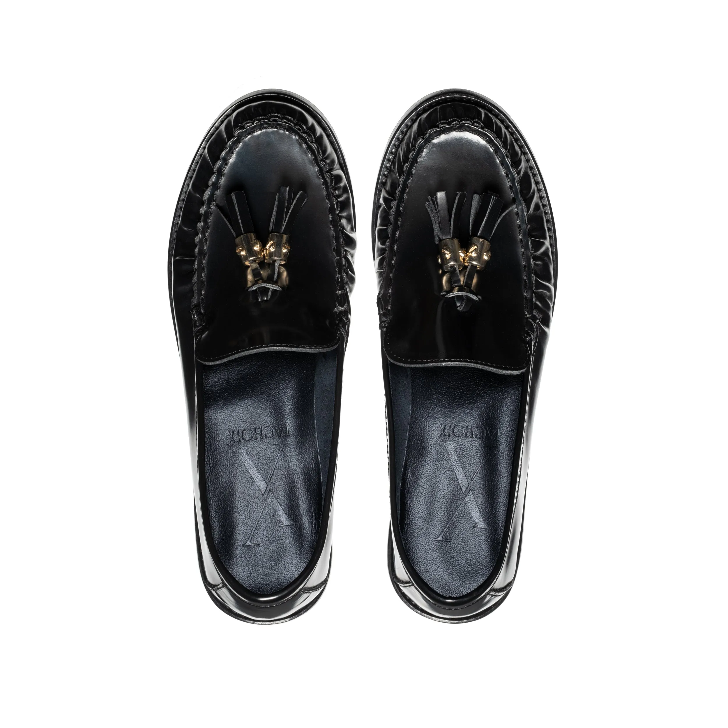 Black Glossy Leather Moccasin