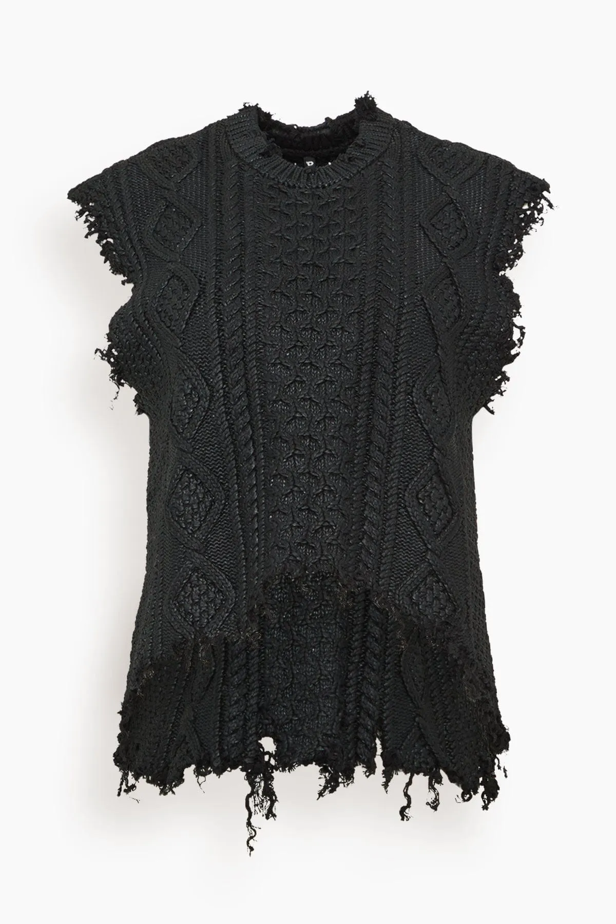 Boyfriend Cable Sweater Vest in Coated Black