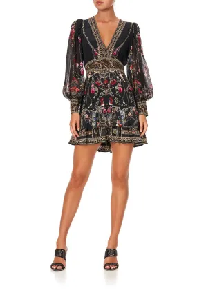 BUTTON FRONT FRILL DRESS GOTHIC GODDESS