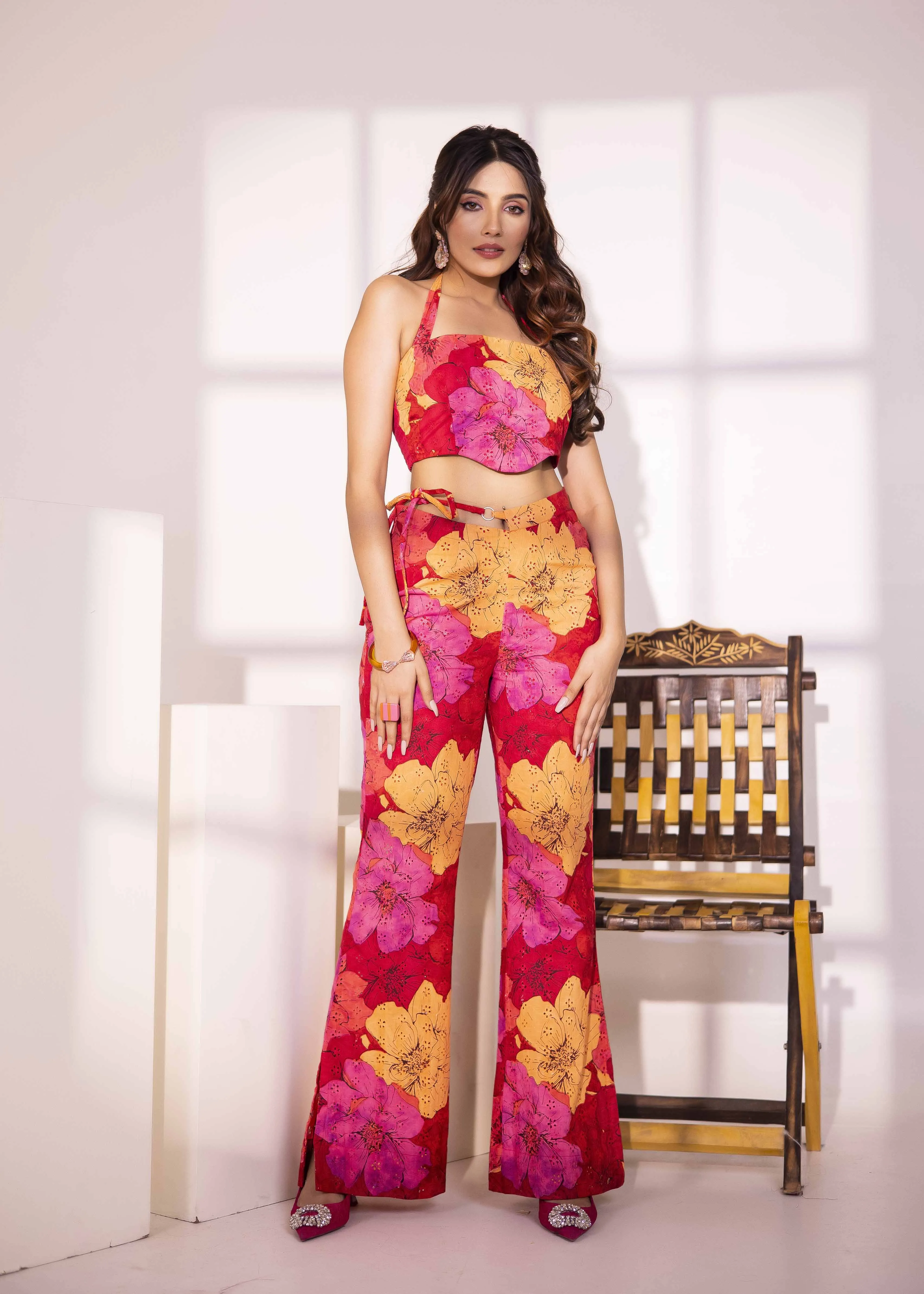 Candy Crush Multicolored Cotton Schiffli Co-Ord Set