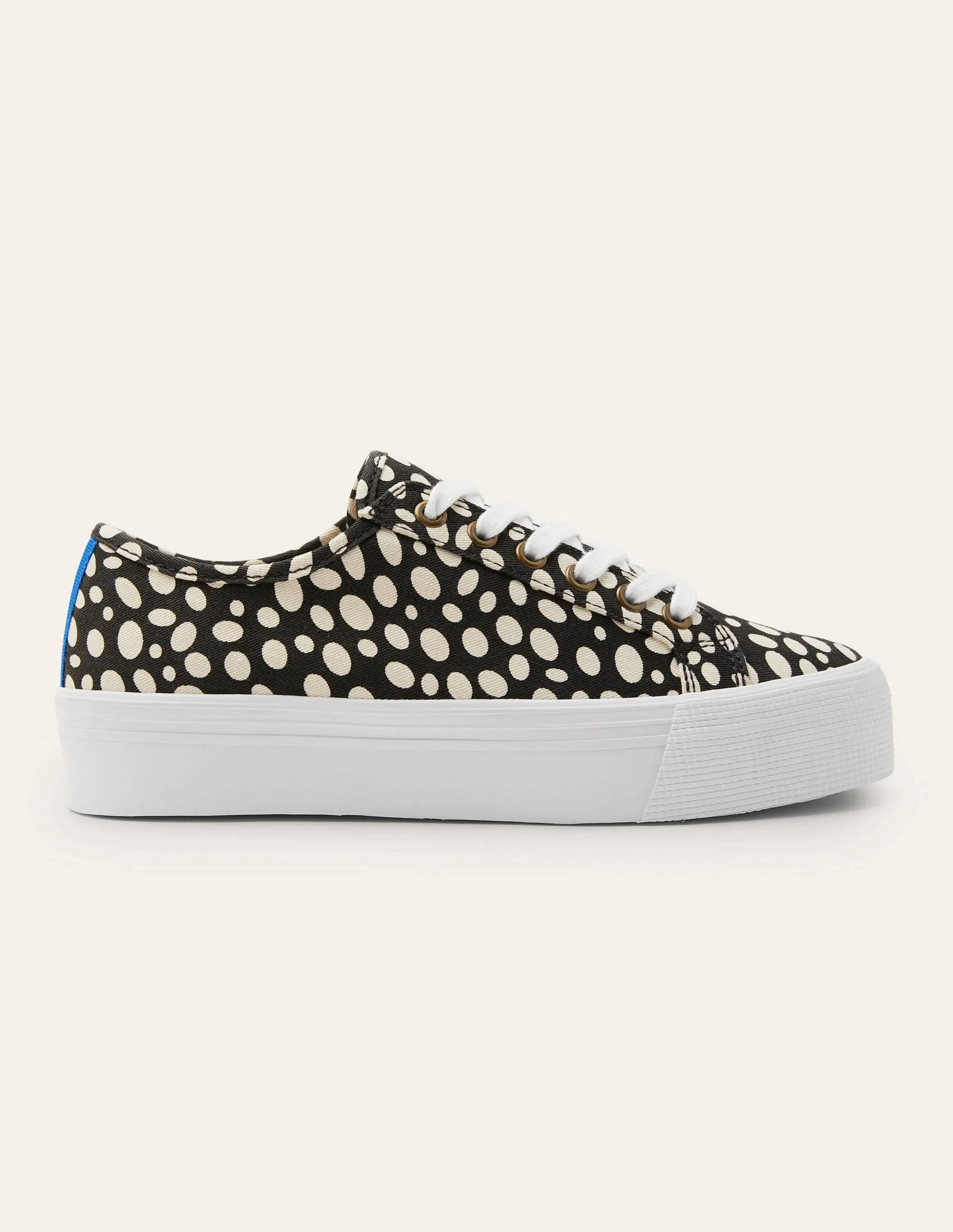Canvas Flatform Plimsolls-Black/Ivory Animal