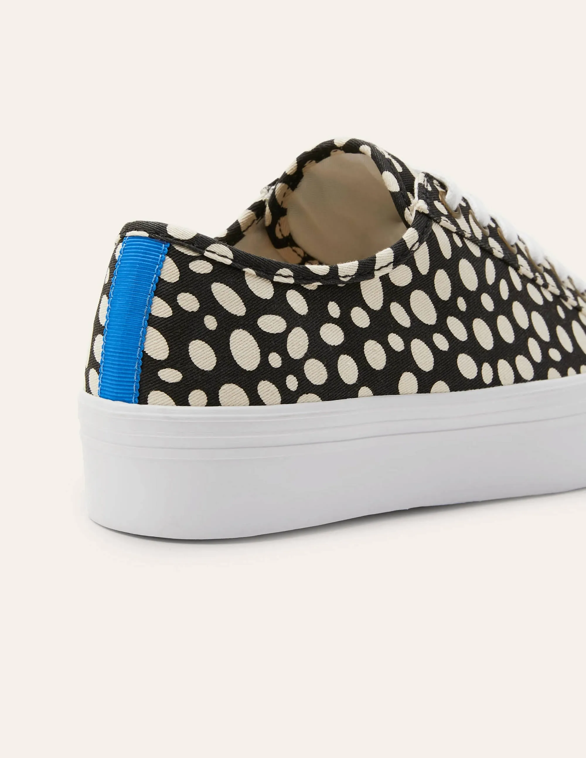 Canvas Flatform Plimsolls-Black/Ivory Animal