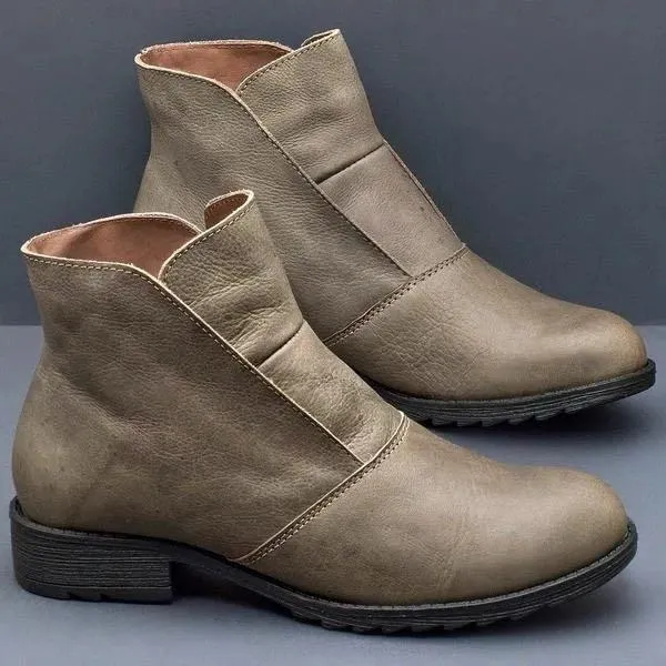 Chicvane New Autumn Winter Slip-On Chunky Heel Round Toe Ankle Boots For Women