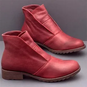Chicvane New Autumn Winter Slip-On Chunky Heel Round Toe Ankle Boots For Women