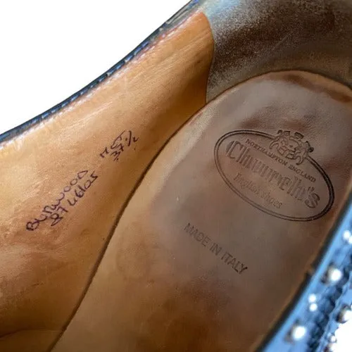 CHURCH’S Burwood Met. Polished Binder Brogue Studded Black Oxford, Size 37.5