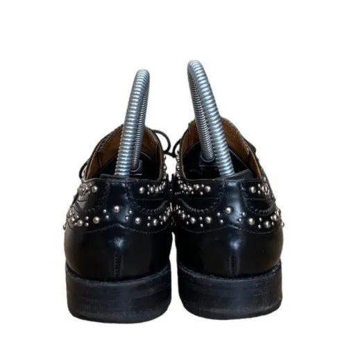 CHURCH’S Burwood Met. Polished Binder Brogue Studded Black Oxford, Size 37.5