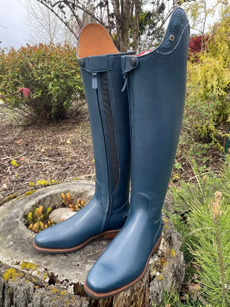 Custom DeNiro Bellini Dressage Boot - Blue Oceano with Roseto Blue Uptop & Swarovski
