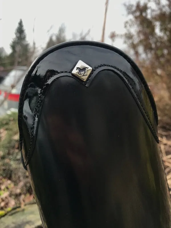 Custom DeNiro Bellini Dressage Boot - Brushed Black with Black Patent Rondine Top