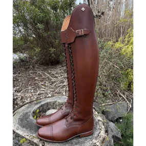 Custom DeNiro Tintoretto Full Lace Dressage Boots - Vintage Brandy Calfskin with Big Strap