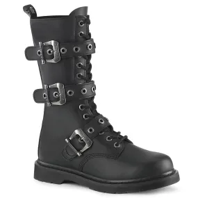 DemoniaCult Bolt 330 Unisex/Mens 1 1/4 Inch Heel, Front Lace, Combat Calf Length Boots