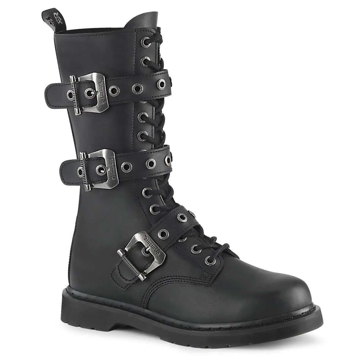 DemoniaCult Bolt 330 Unisex/Mens 1 1/4 Inch Heel, Front Lace, Combat Calf Length Boots