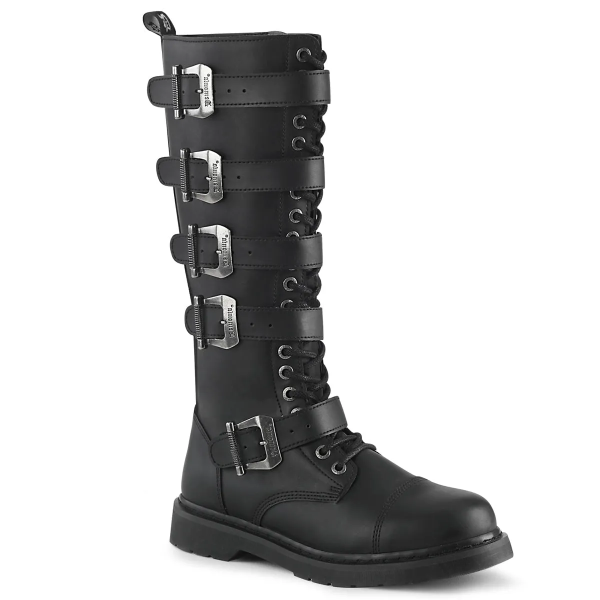 DemoniaCult Bolt 425 Unisex/Mens 1 1/4 Inch Heel, Front Lace, Combat Knee Length Boots