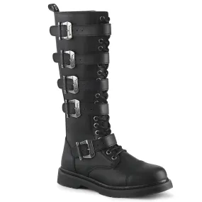 DemoniaCult Bolt 425 Unisex/Mens 1 1/4 Inch Heel, Front Lace, Combat Knee Length Boots