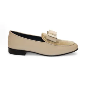 Duca Amalfi Men's Shoes Beige Patent Leather-Velvet, Leather Lining Formal Loafers (D1000)