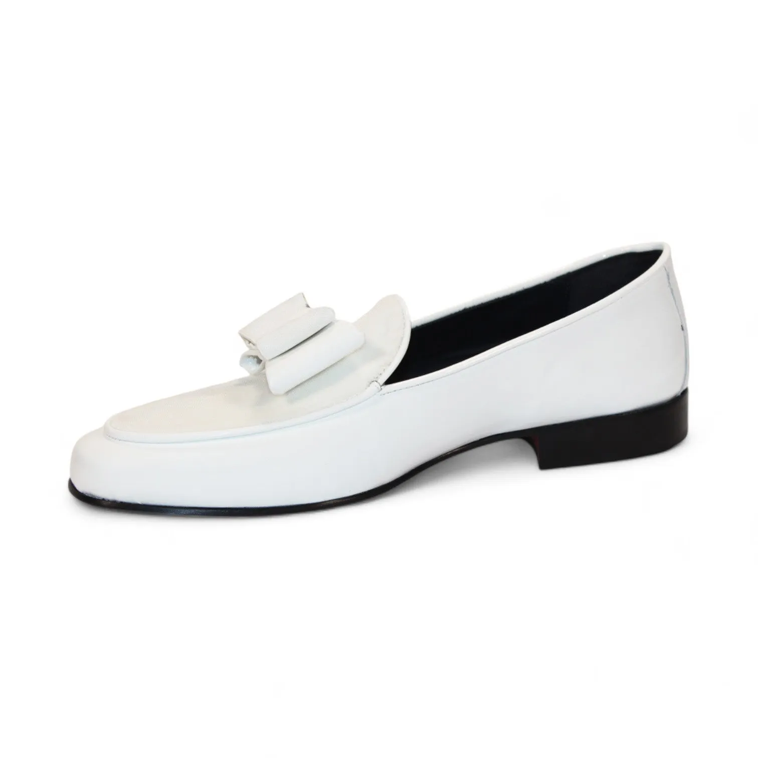 Duca Amalfi Men's Shoes White Patent Leather-Velvet, Leather Lining Formal Loafers (D1007)
