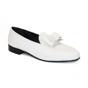 Duca Amalfi Men's Shoes White Patent Leather-Velvet, Leather Lining Formal Loafers (D1007)
