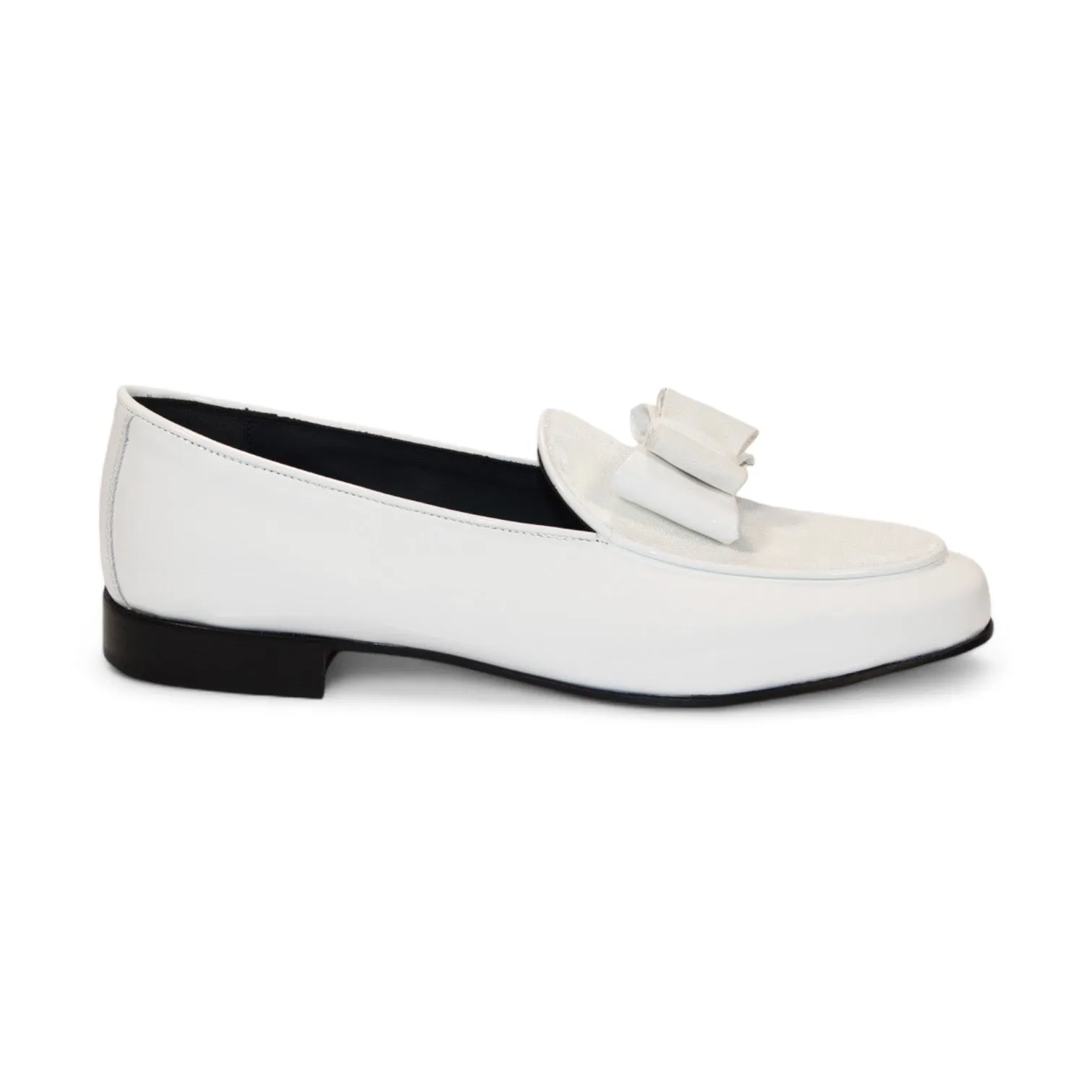 Duca Amalfi Men's Shoes White Patent Leather-Velvet, Leather Lining Formal Loafers (D1007)