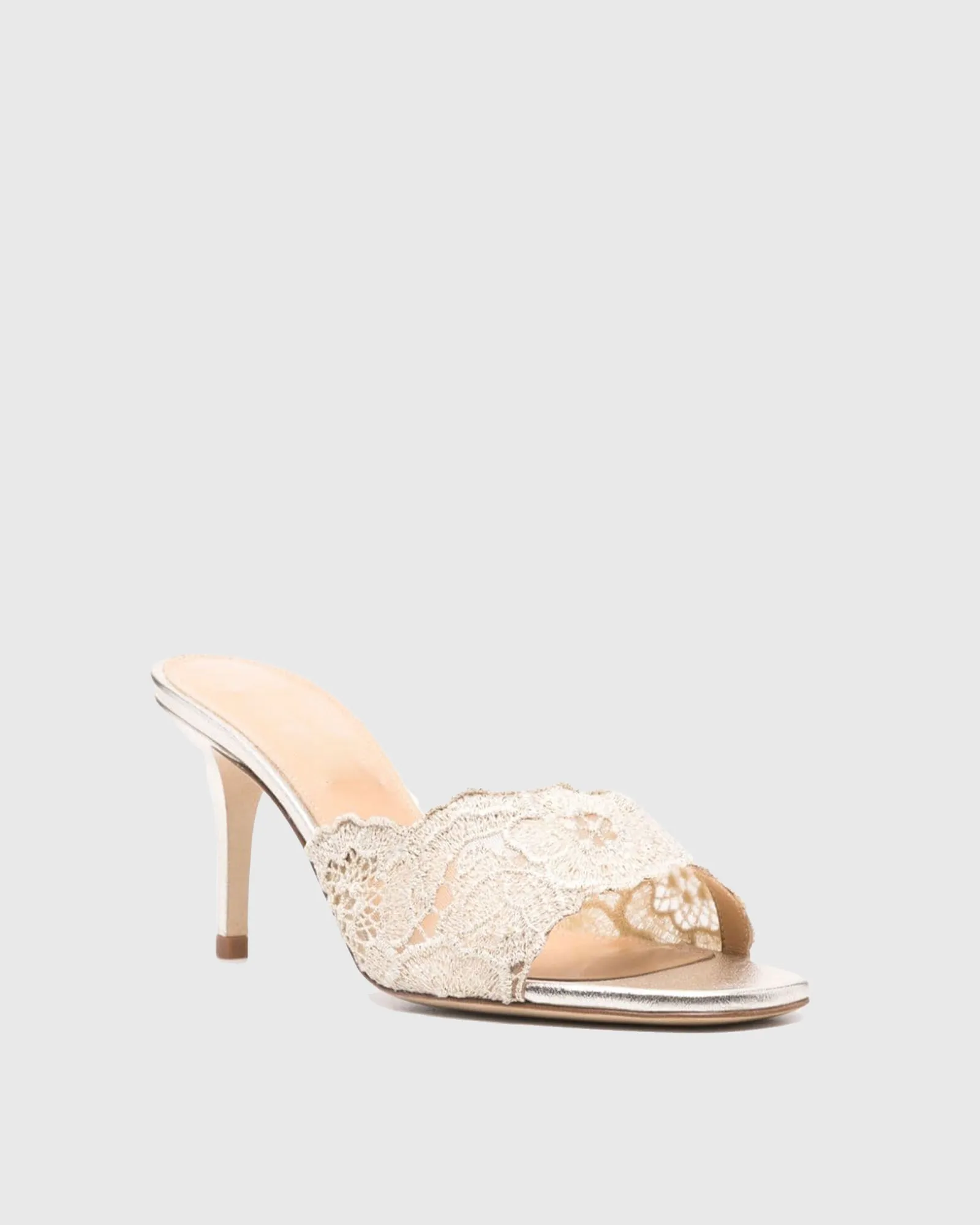 Eva Lace Sandals In Apricot
