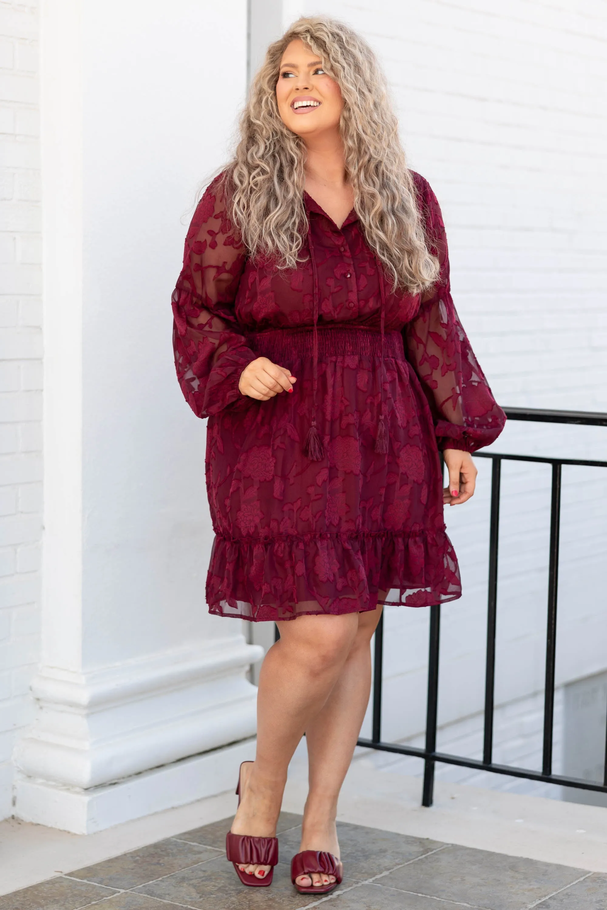 For Your Affection Dress, Burgundy