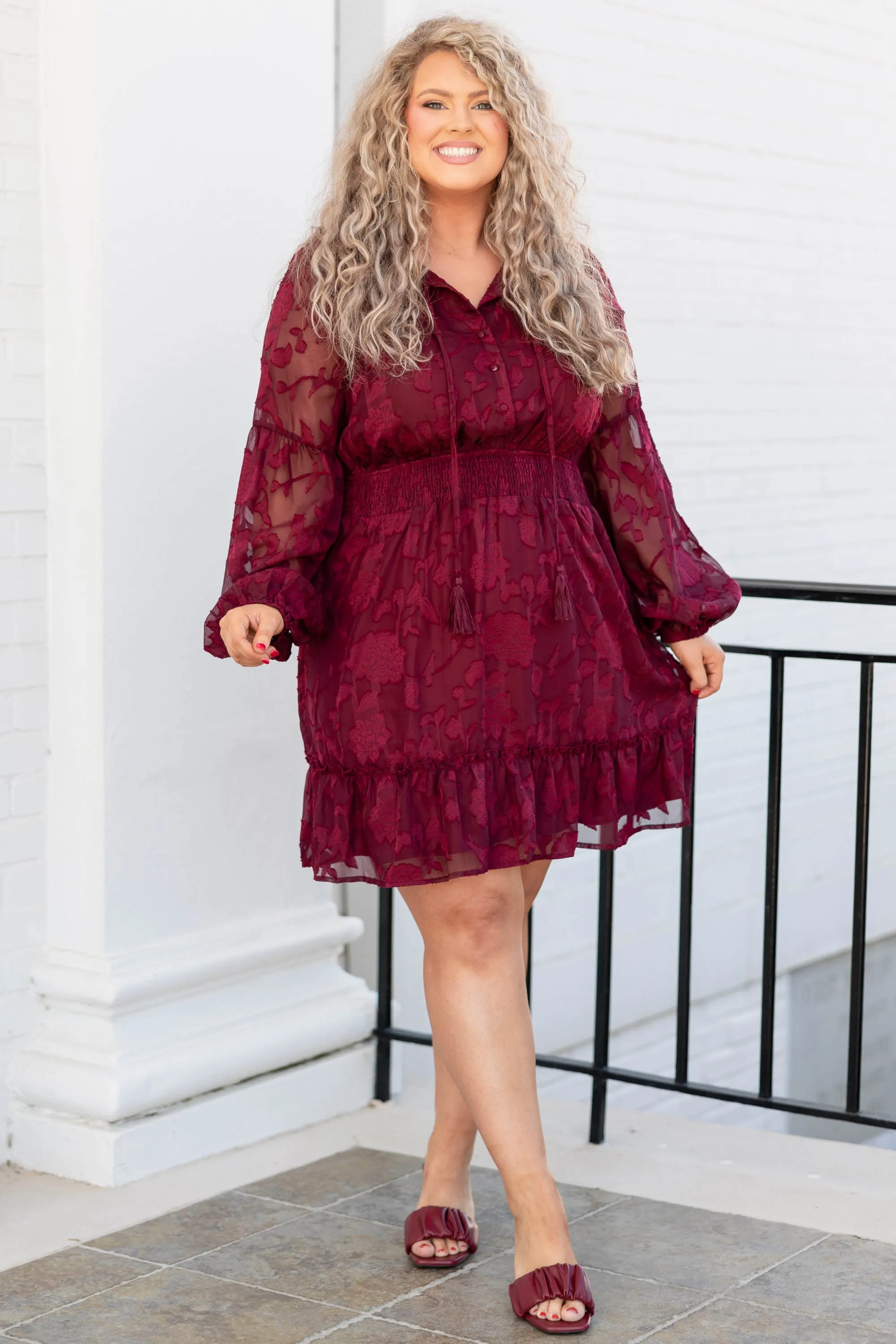 For Your Affection Dress, Burgundy