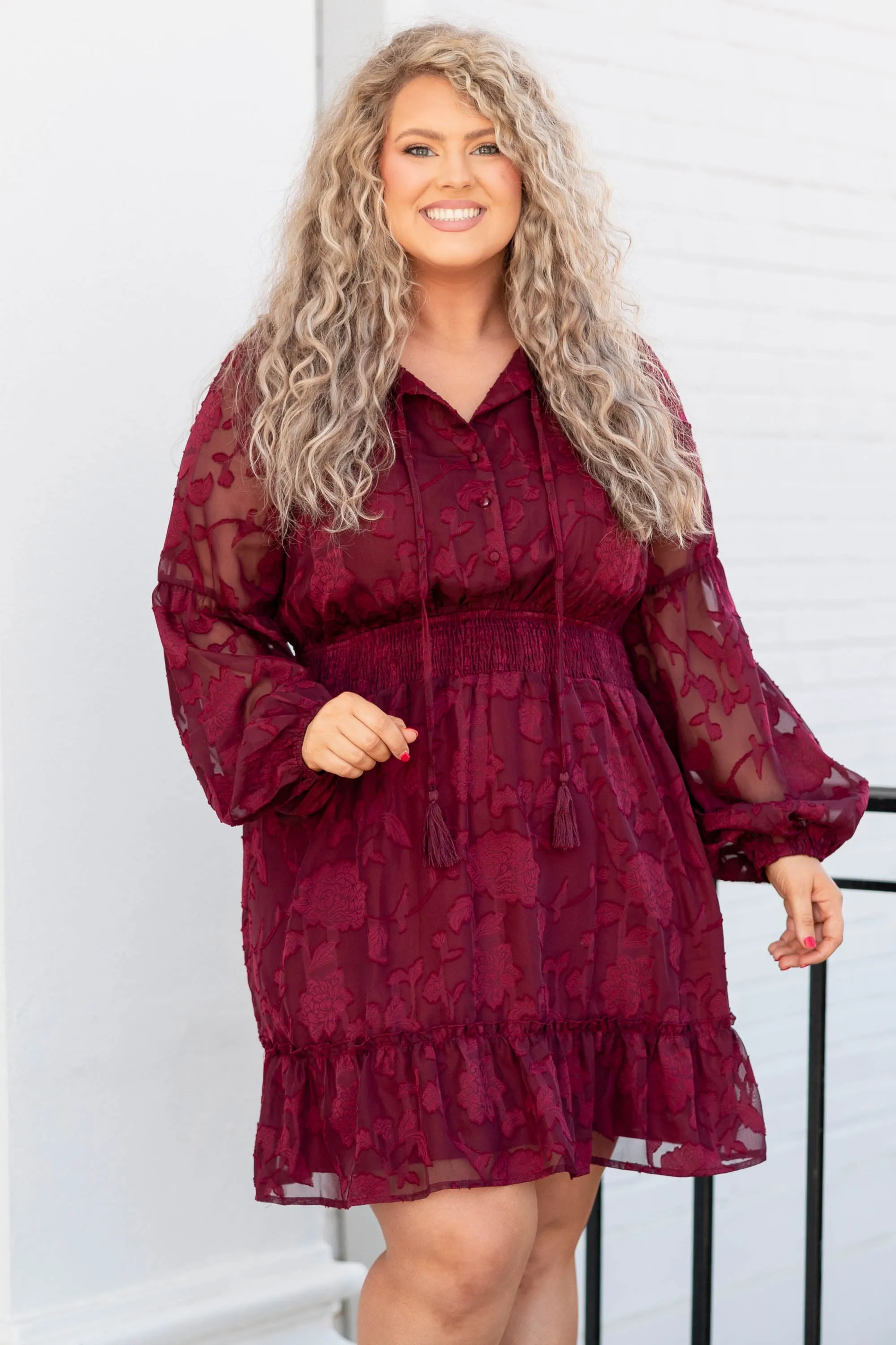 For Your Affection Dress, Burgundy