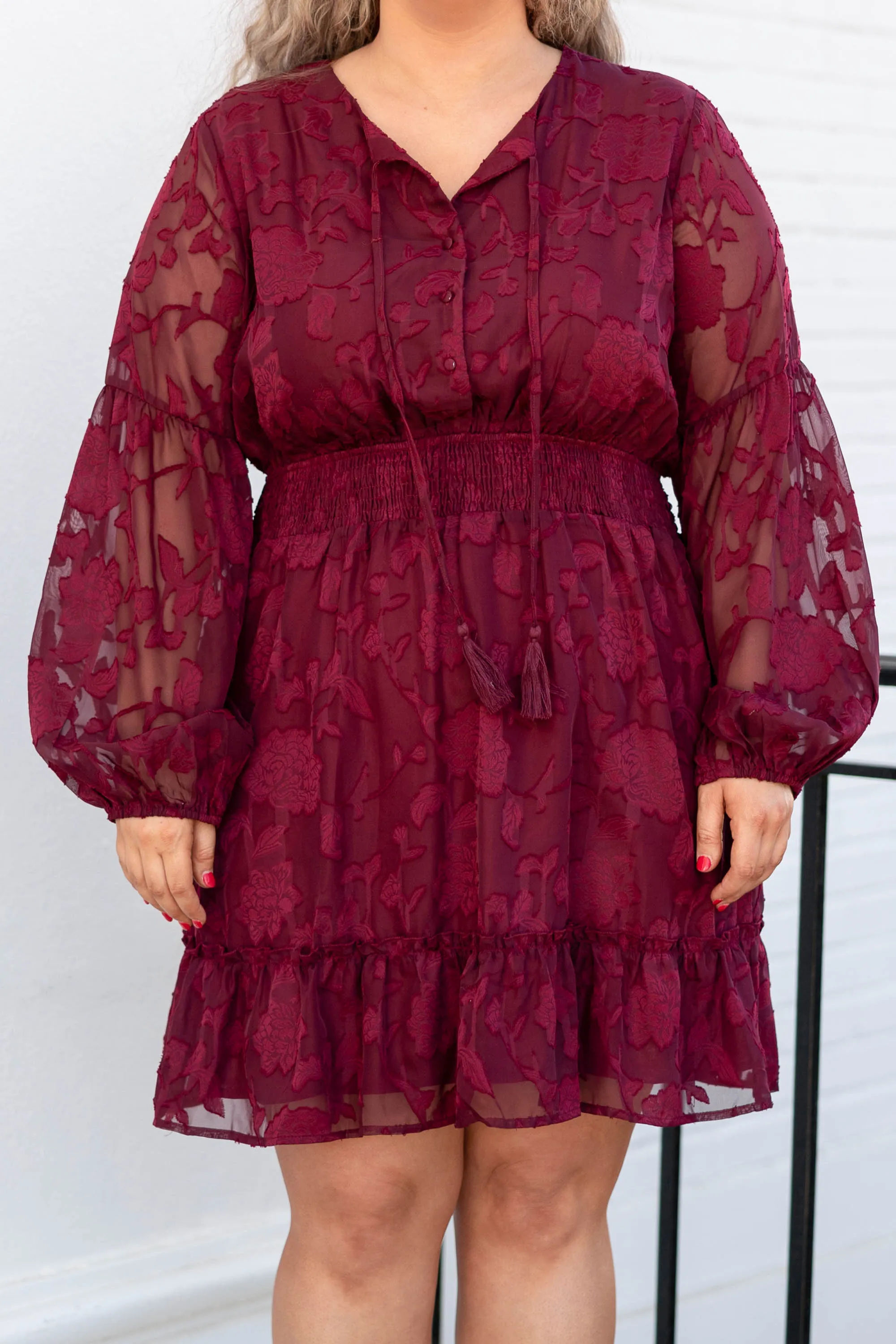 For Your Affection Dress, Burgundy
