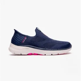 GO WALK 6-FABULOUS VIEW Ladies Slip-On Trainers Navy/Grey/Pink