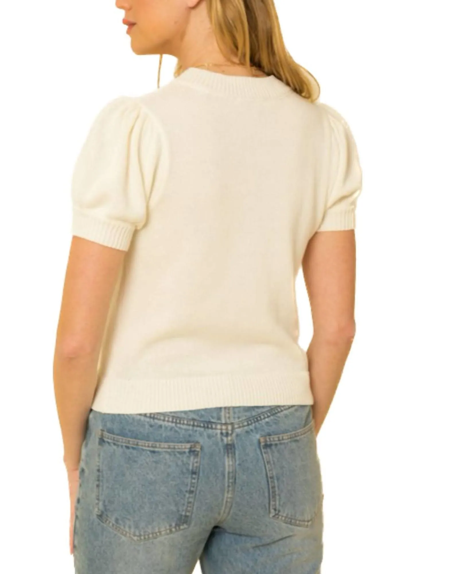 Hello Beautiful Sweater Top in White | White