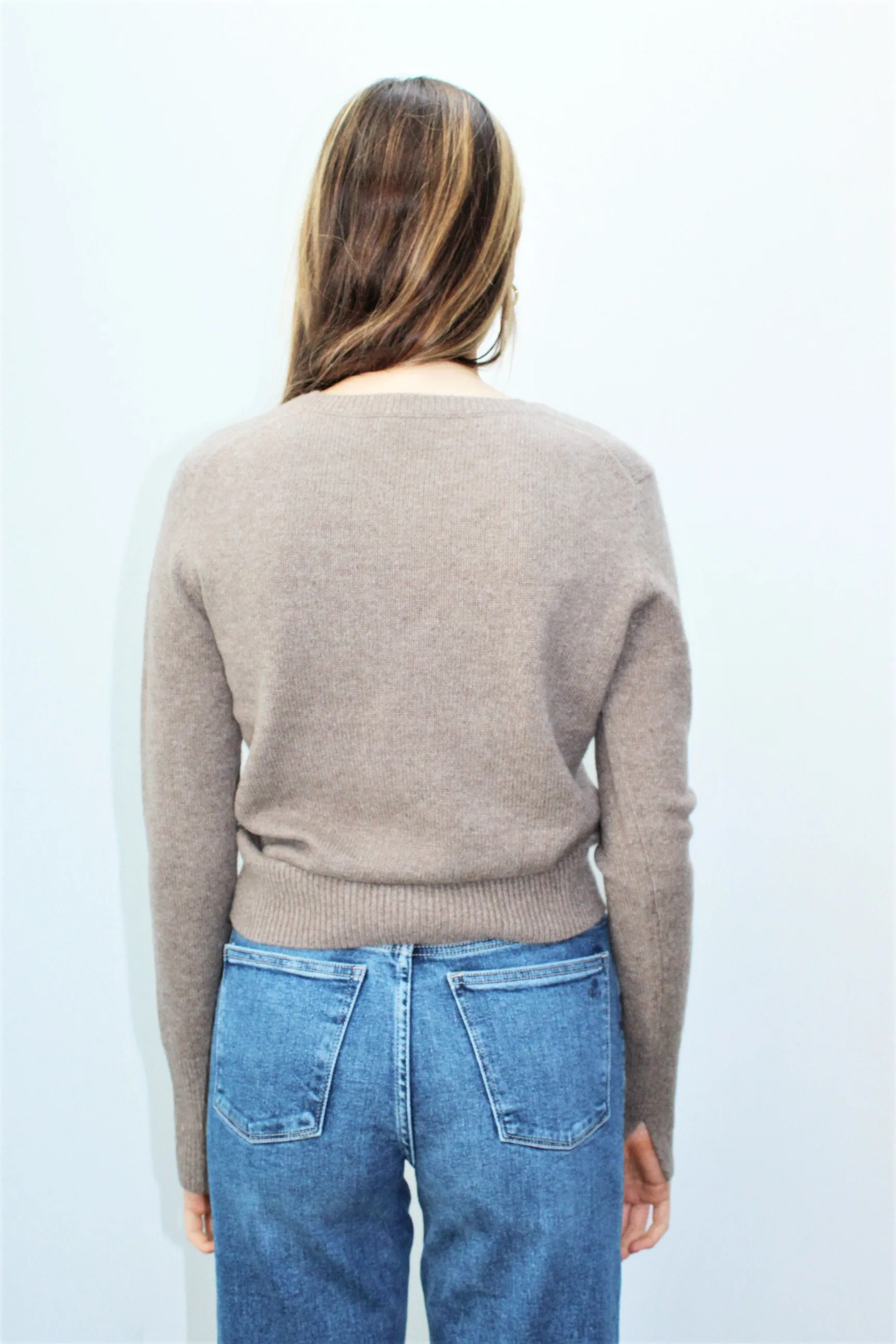 JOSEPH V-neck Pure Cashmere in Taupe