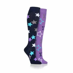 Junior Ludlow Stars Socks 2pk Navy/Lilac