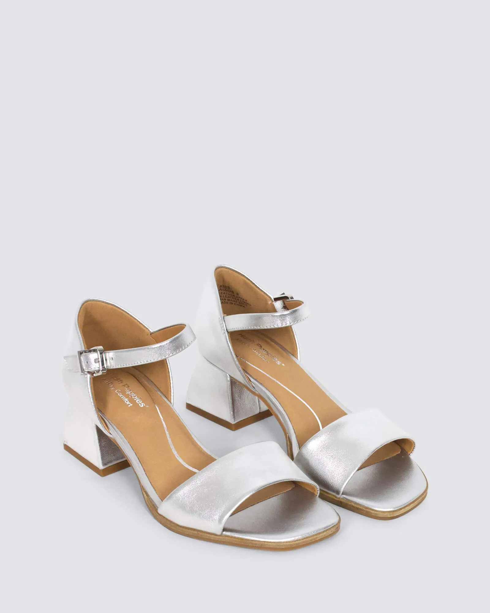 KISS BLOCK HEELS SILVER LEATHER