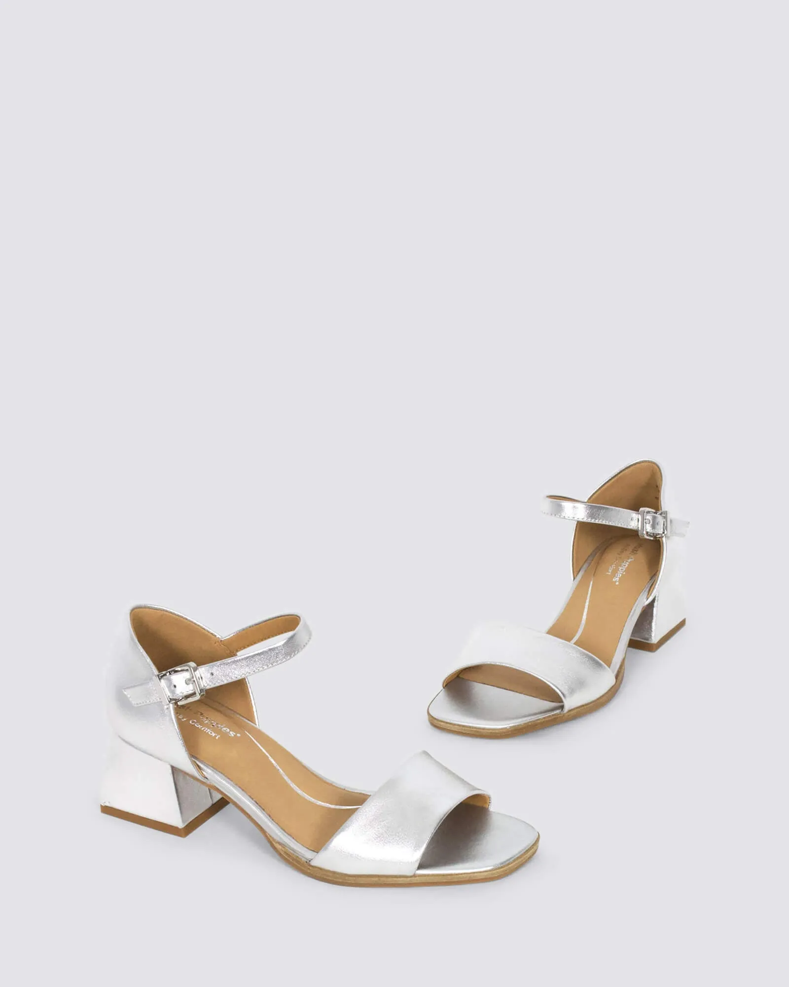 KISS BLOCK HEELS SILVER LEATHER