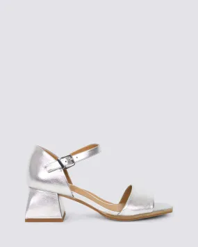 KISS BLOCK HEELS SILVER LEATHER