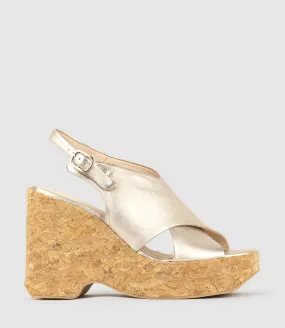 LATINE Crossover Sandal on Cork Unit in Rosegold