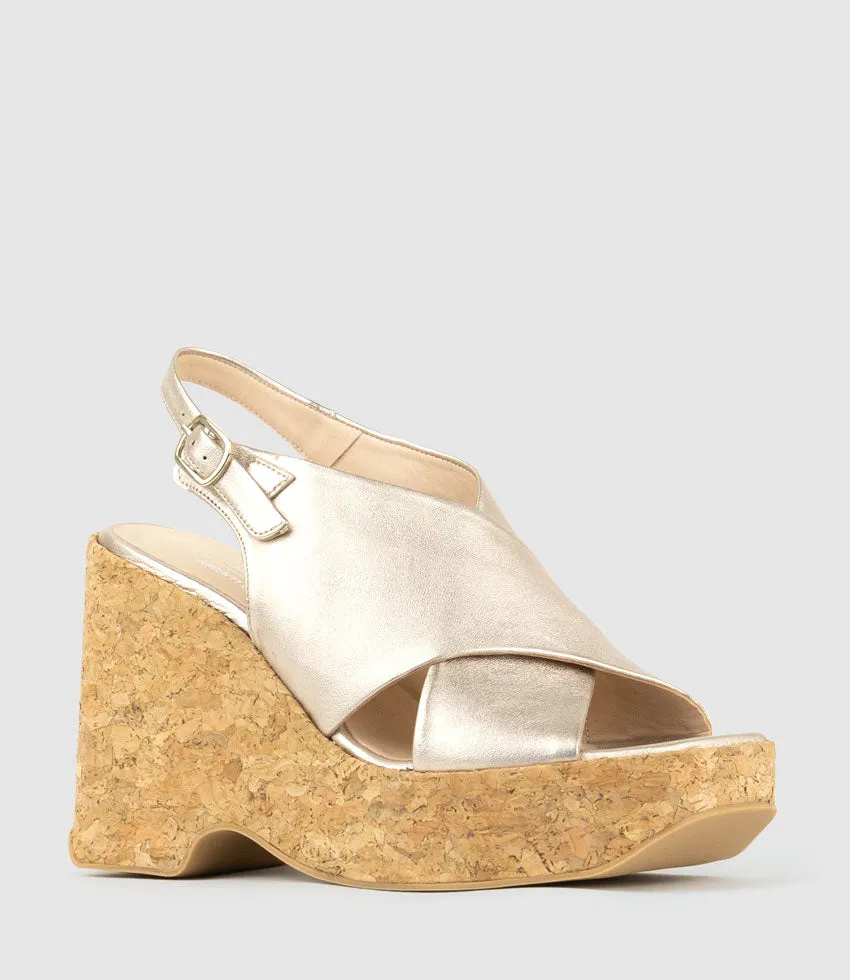 LATINE Crossover Sandal on Cork Unit in Rosegold