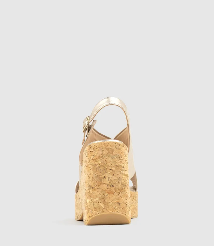 LATINE Crossover Sandal on Cork Unit in Rosegold