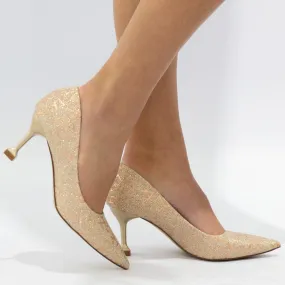 Latino shimmer court on a 7cm heel rose gold