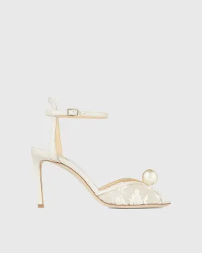 Liviana Pearl Lace Sandals In White