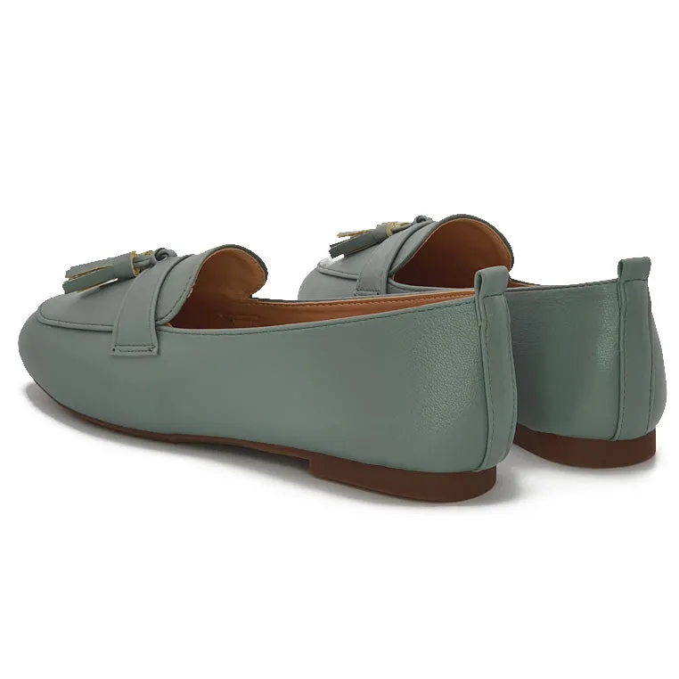 Low Flat Heel Slip On Tassel Loafers