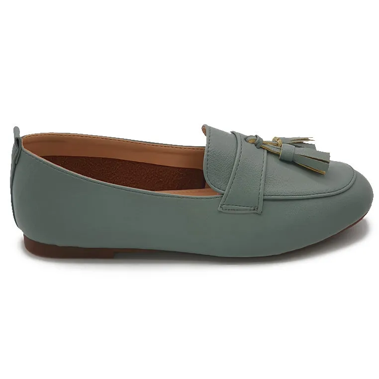 Low Flat Heel Slip On Tassel Loafers