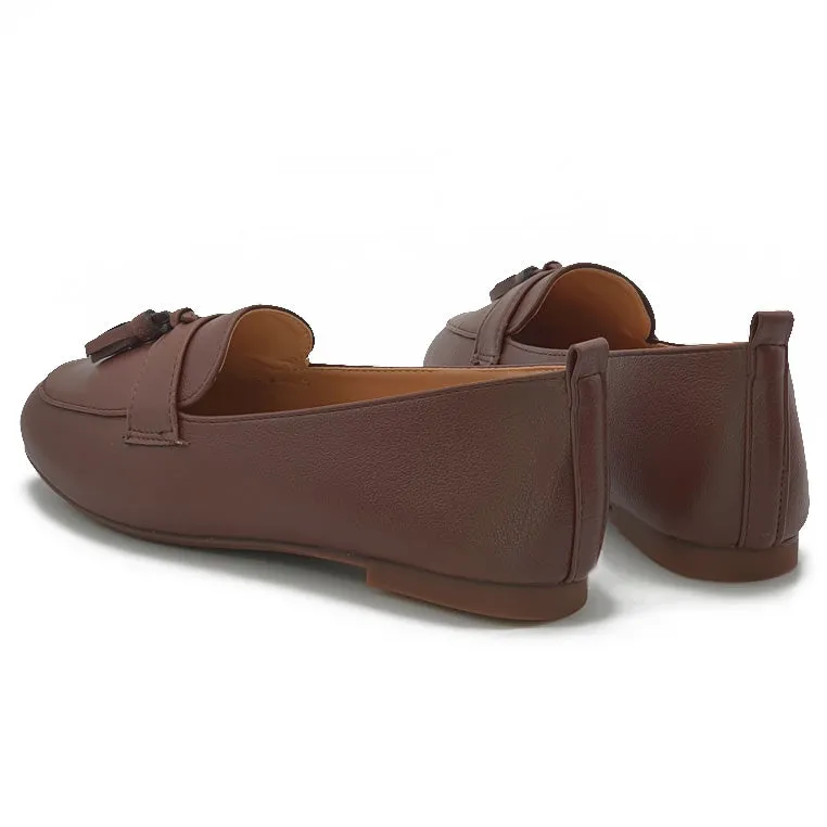 Low Flat Heel Slip On Tassel Loafers
