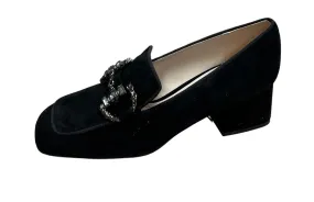 Marian black suede loafer