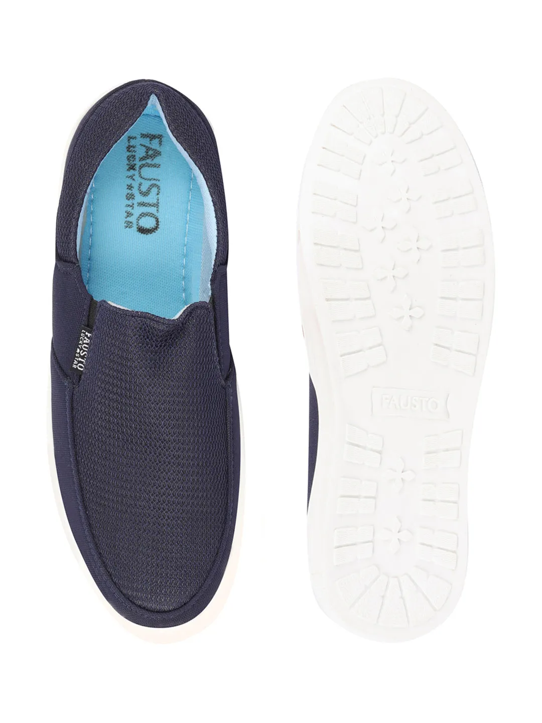 Men Blue Casual Slip-On Loafers