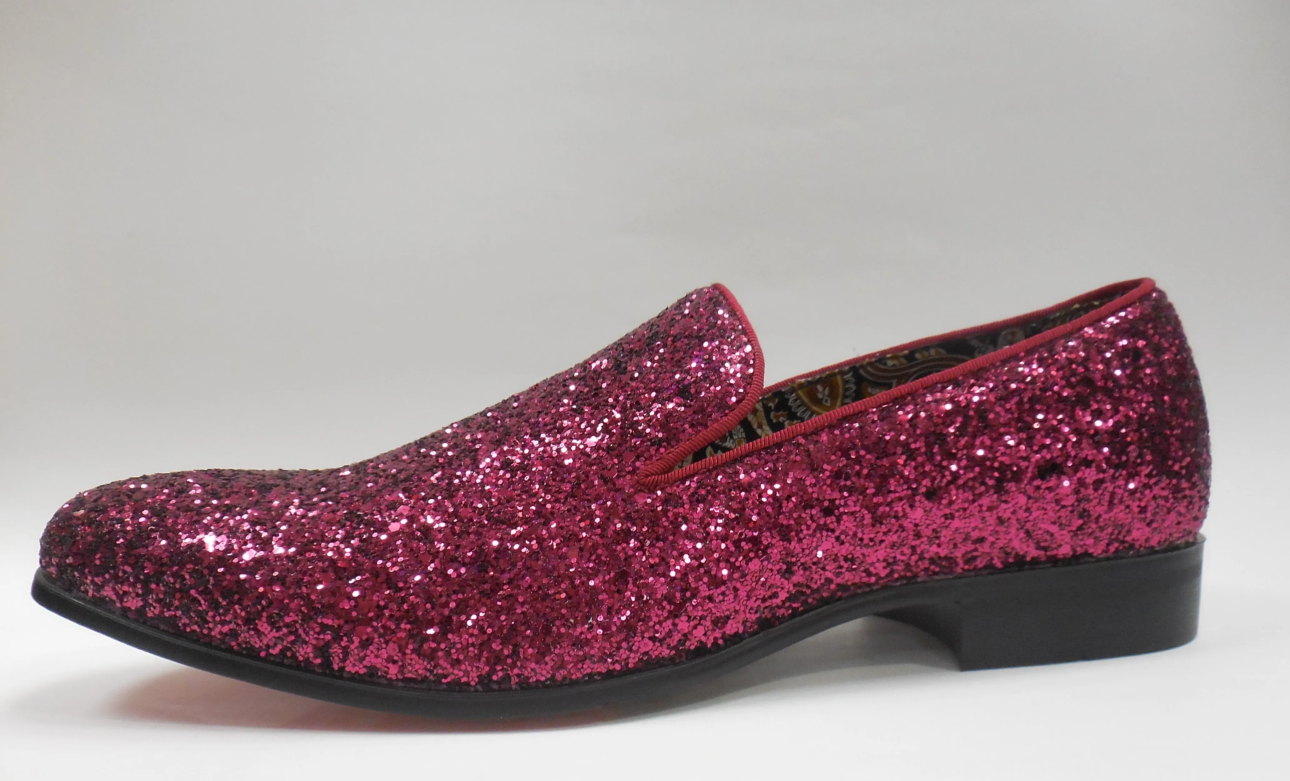 Mens Burgundy Glitter Formal Slip On Dress Loafers After Midnight 6683 S