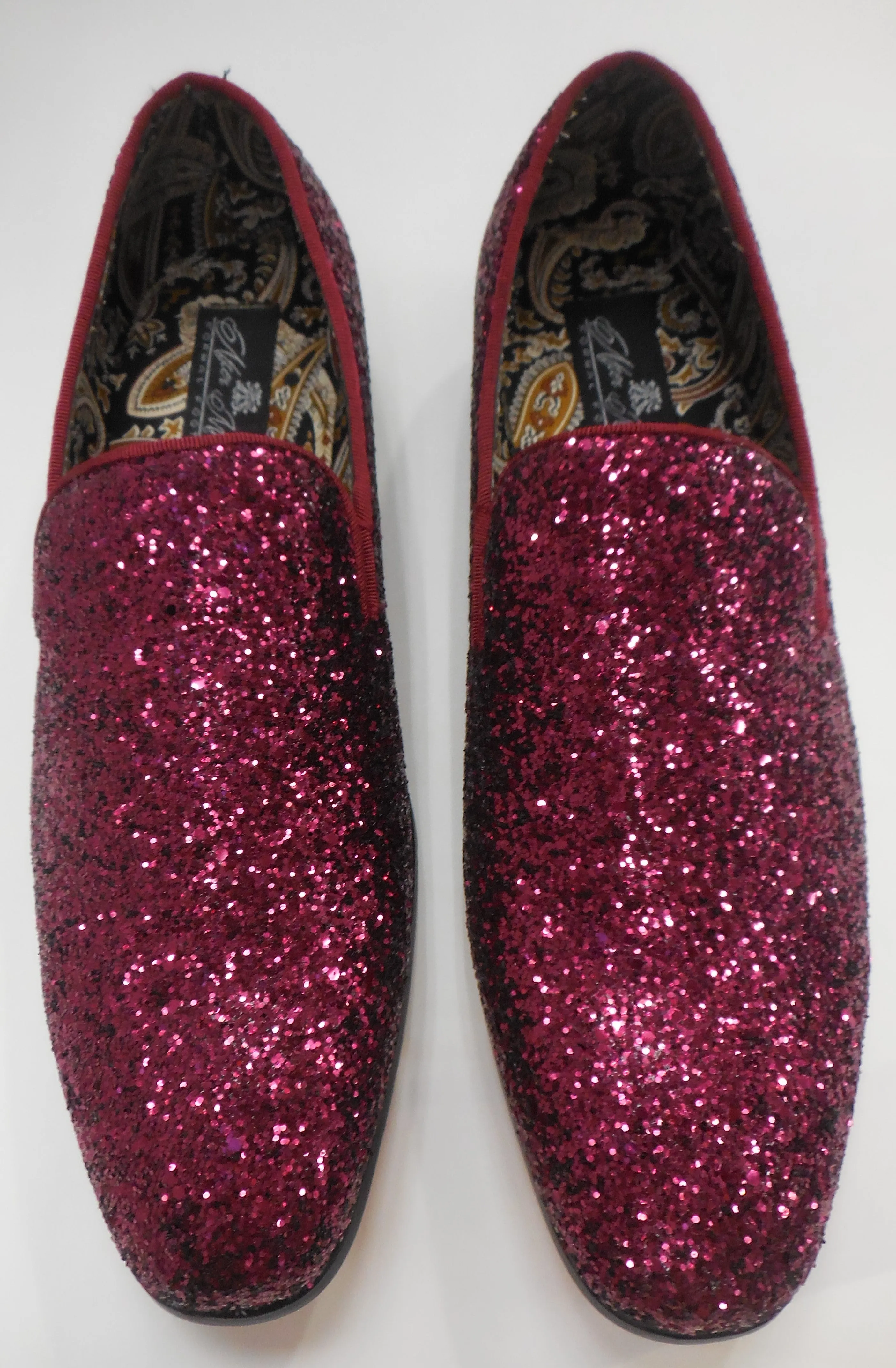 Mens Burgundy Glitter Formal Slip On Dress Loafers After Midnight 6683 S