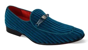 Mens Jewel Tone Teal Corduroy Velvet Smoker Loafers Dress Shoes After Midnight 6946