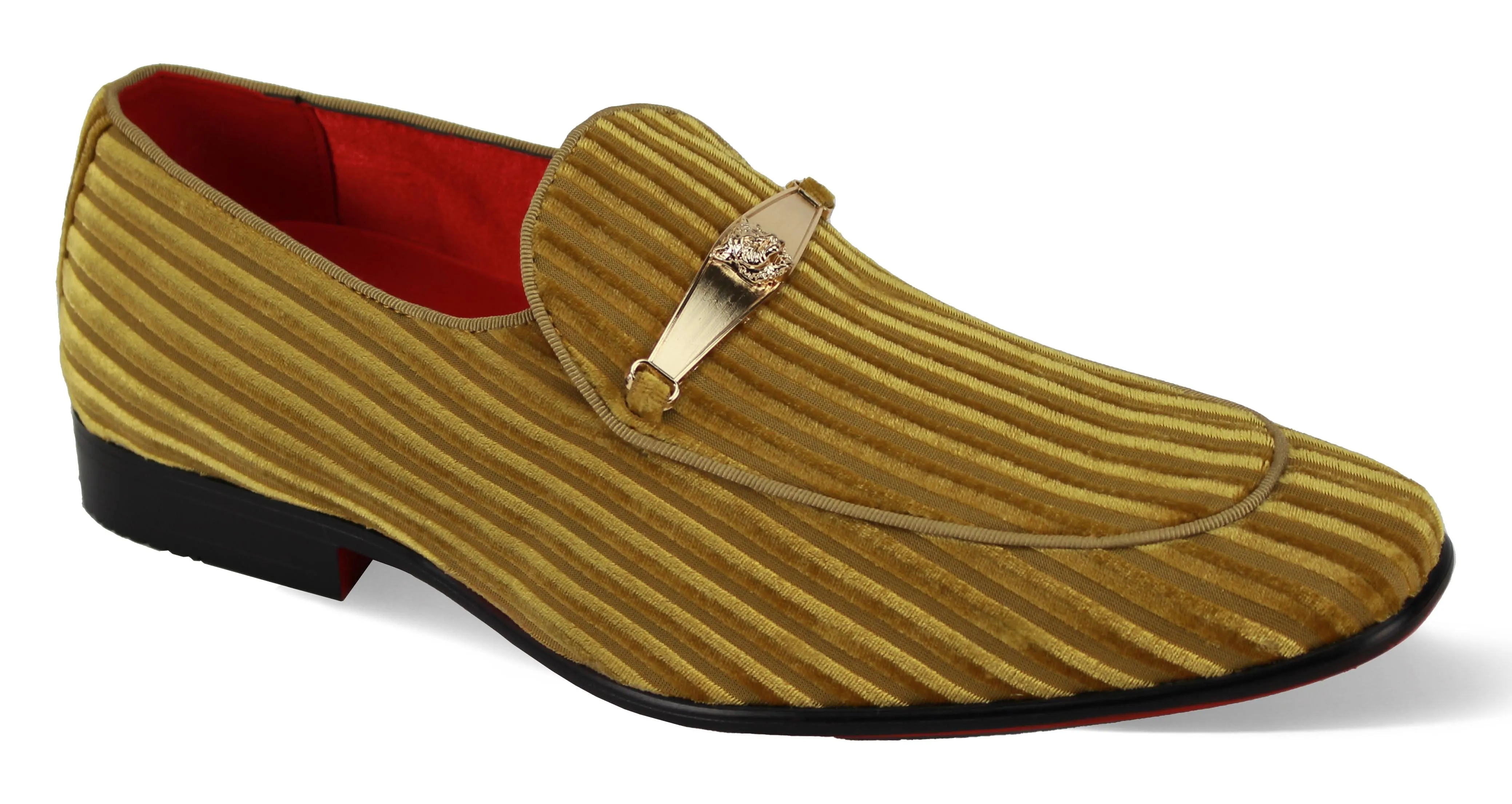Mens Mustard Gold Corduroy Velvet Loafers Dress Shoes After Midnight 6946