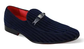 Mens Navy Blue Corduroy Velvet Loafers Dress Shoes After Midnight 6946