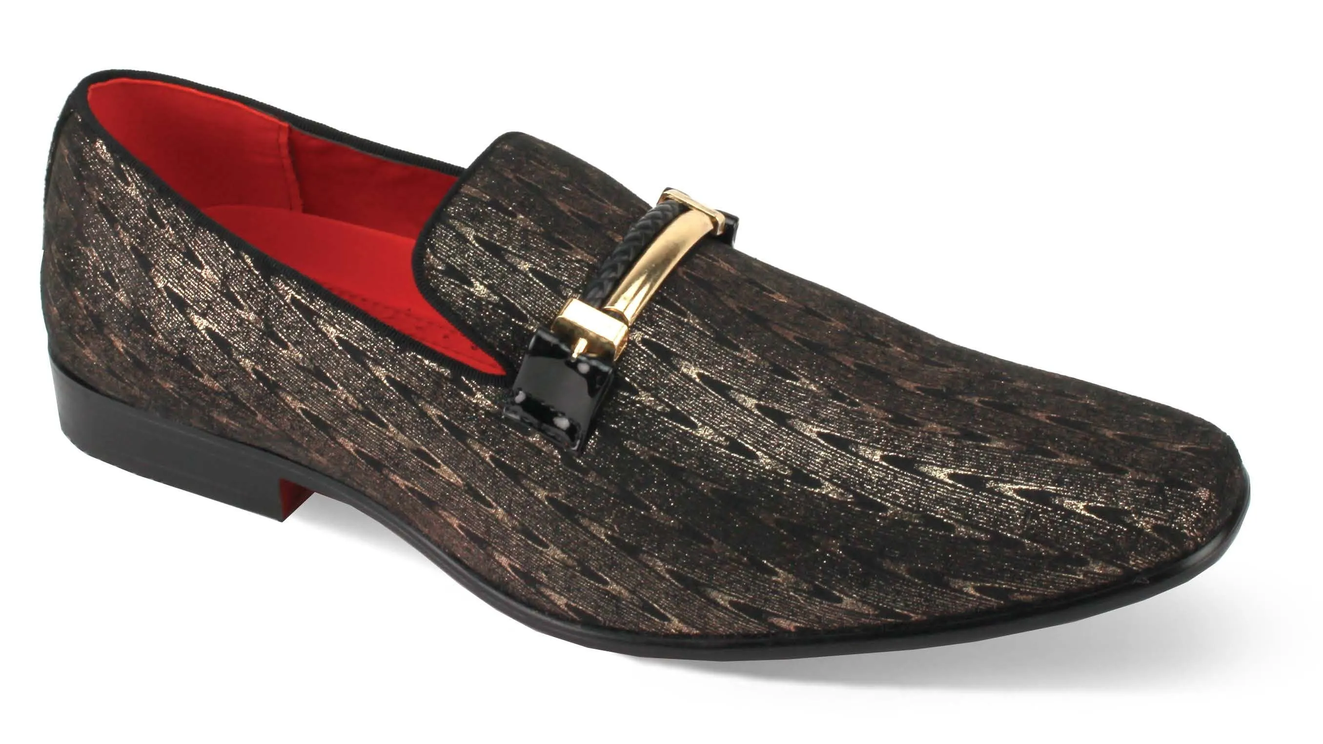 Mens Refined Black   Gold Formal Look Dress Loafers Shoes After Midnight 6993